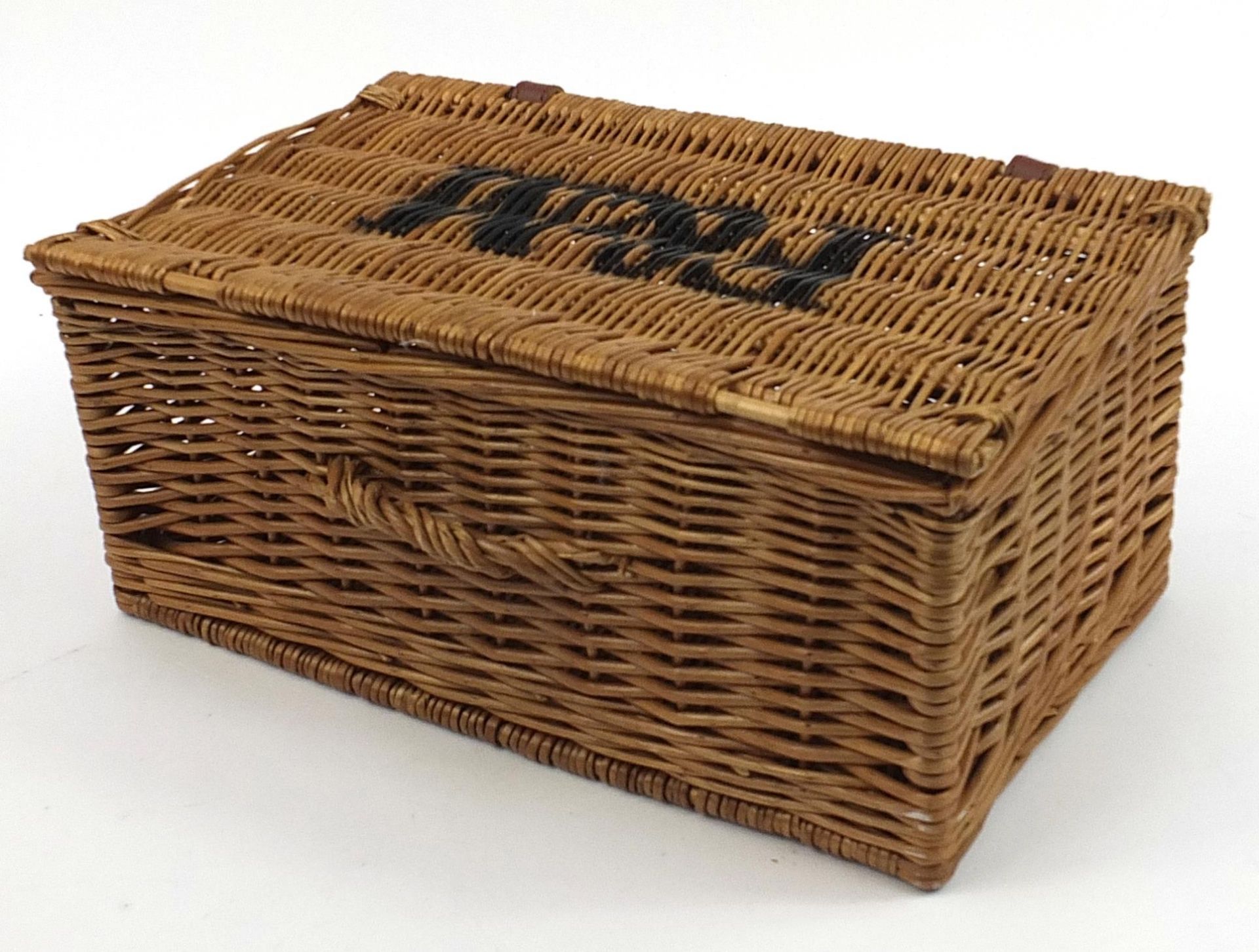 Fortnum & Mason wicker picnic hamper, 20cm H x 42cm W x 27cm D