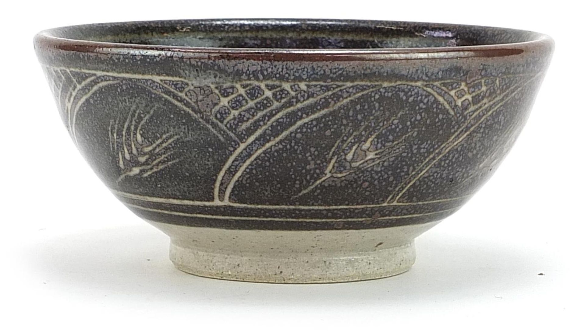 Chris Lewis for South Heighton, studio pottery bowl decorated with stylised flowers, 14cm in