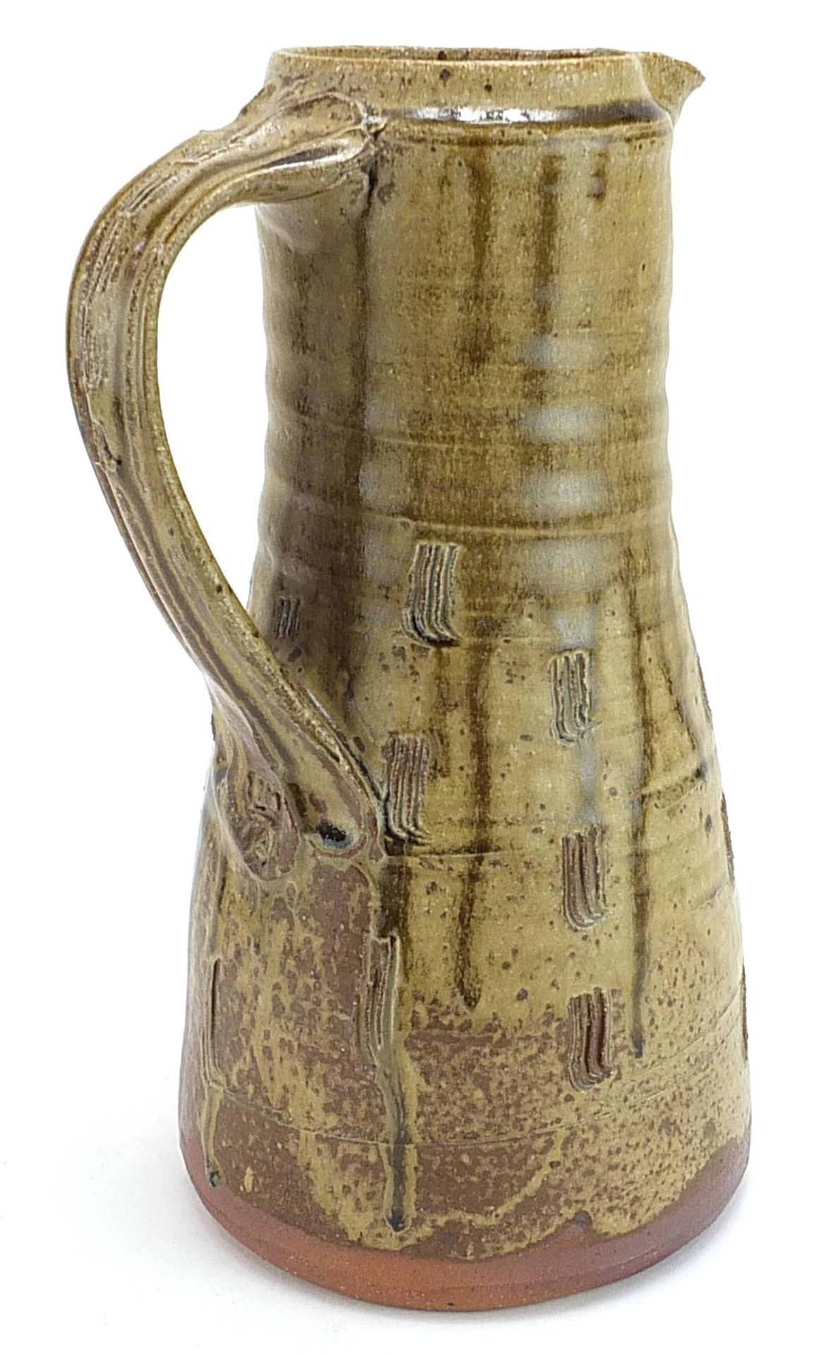 Jim Malone for Ainstable, studio pottery jug with incised decoration, impressed marks to the handle, - Image 2 of 4