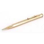 9ct gold Yard-O-Led propelling pencil with engine turned decoration, London 1966?, 12.2cm in length,