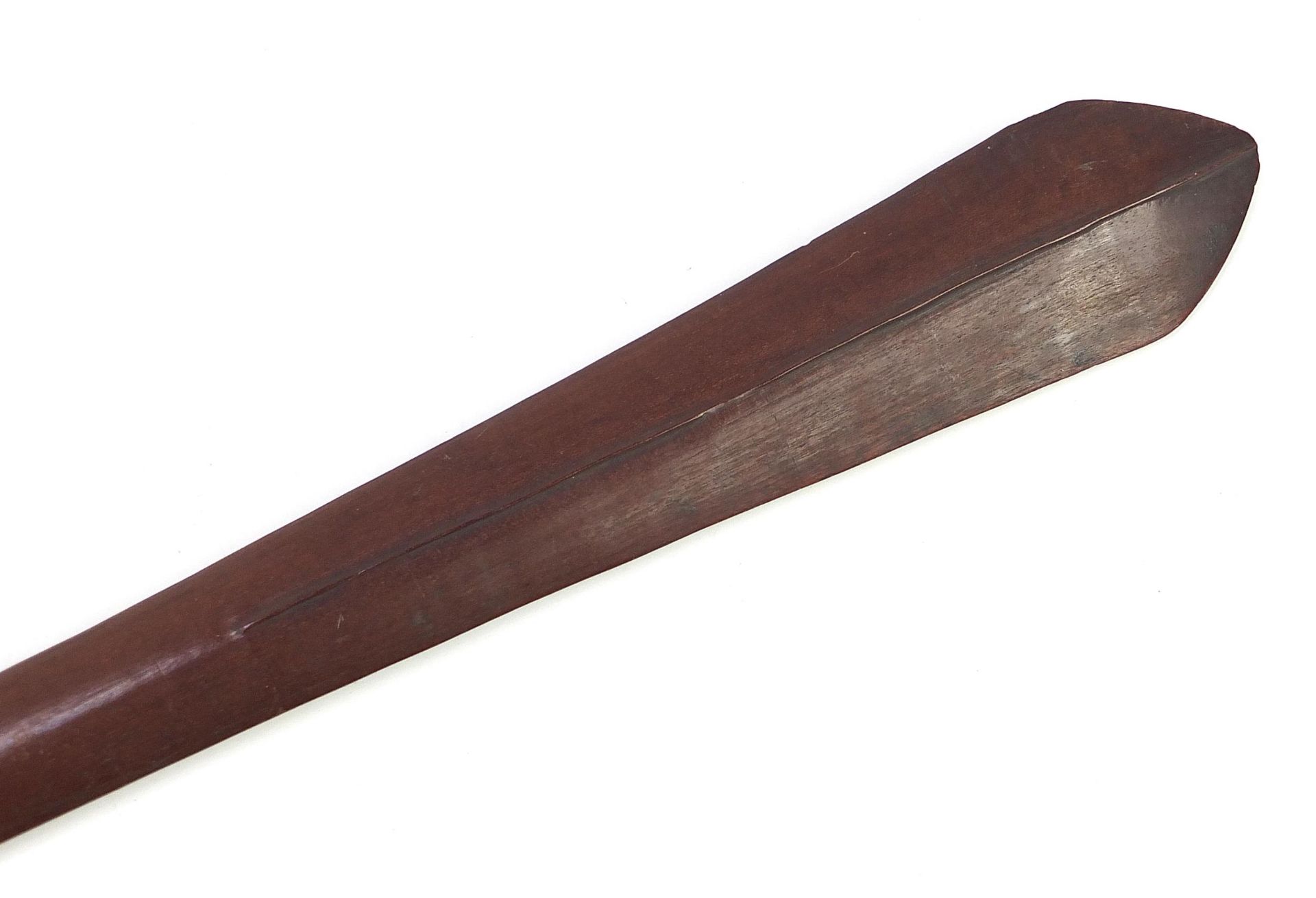 Tribal interest carved hardwood paddle, possibly Polynesian, 126.5cm in length