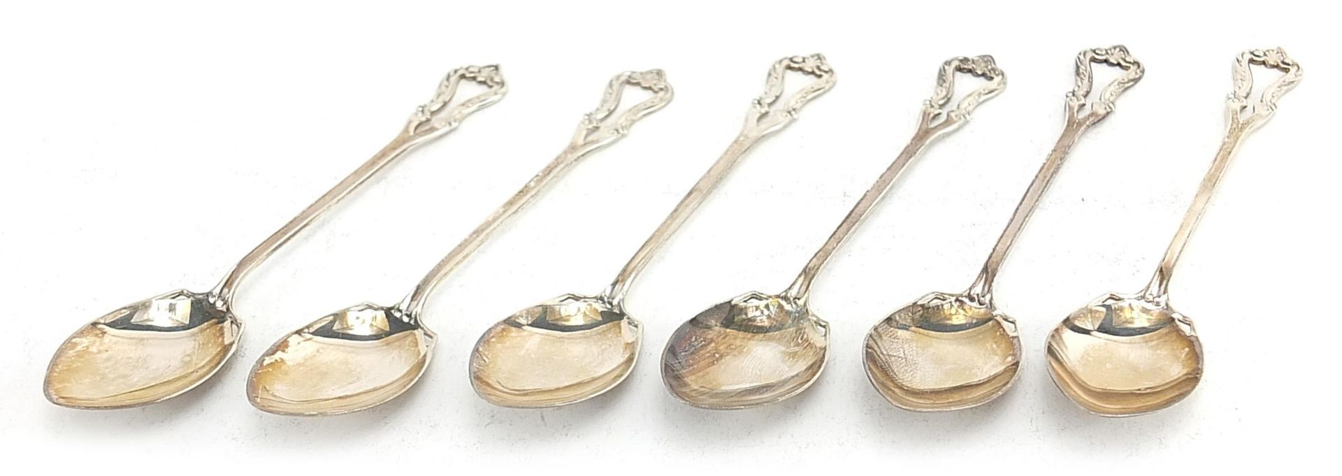 Henry Clifford Davis, set of six Art Nouveau style silver teaspoons housed in a velvet and silk - Image 2 of 5