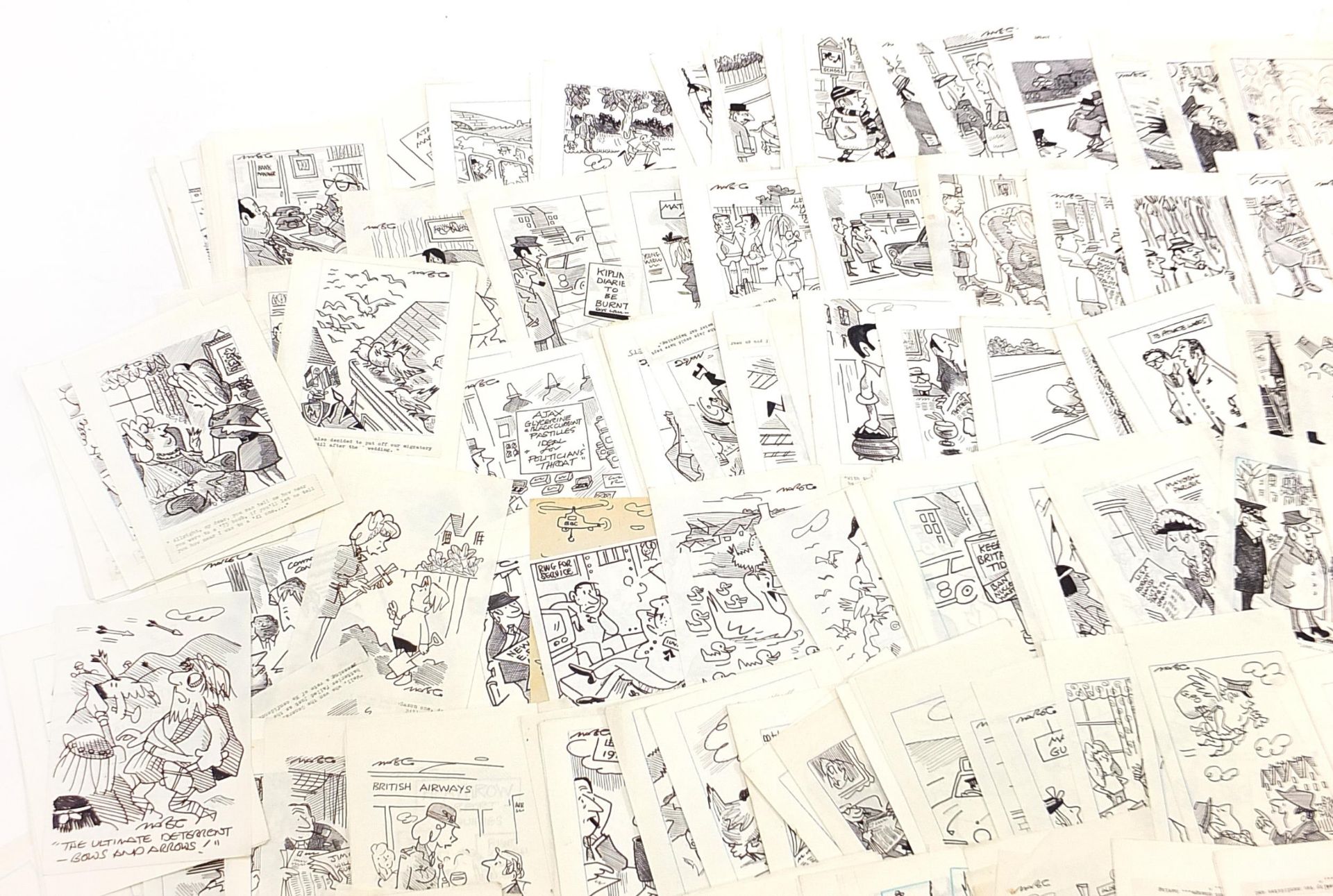 Robert Coram - Extensive collection of original cartoon ink illustrations, most with annotations, - Bild 2 aus 11