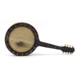 John Grey & Sons Dulcetta inlaid rosewood banjo, 61.5cm in length