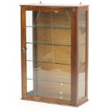 Glazed mahogany display case with three adjustable glass shelves, 91.5cm H x 61cm W x 26cm D