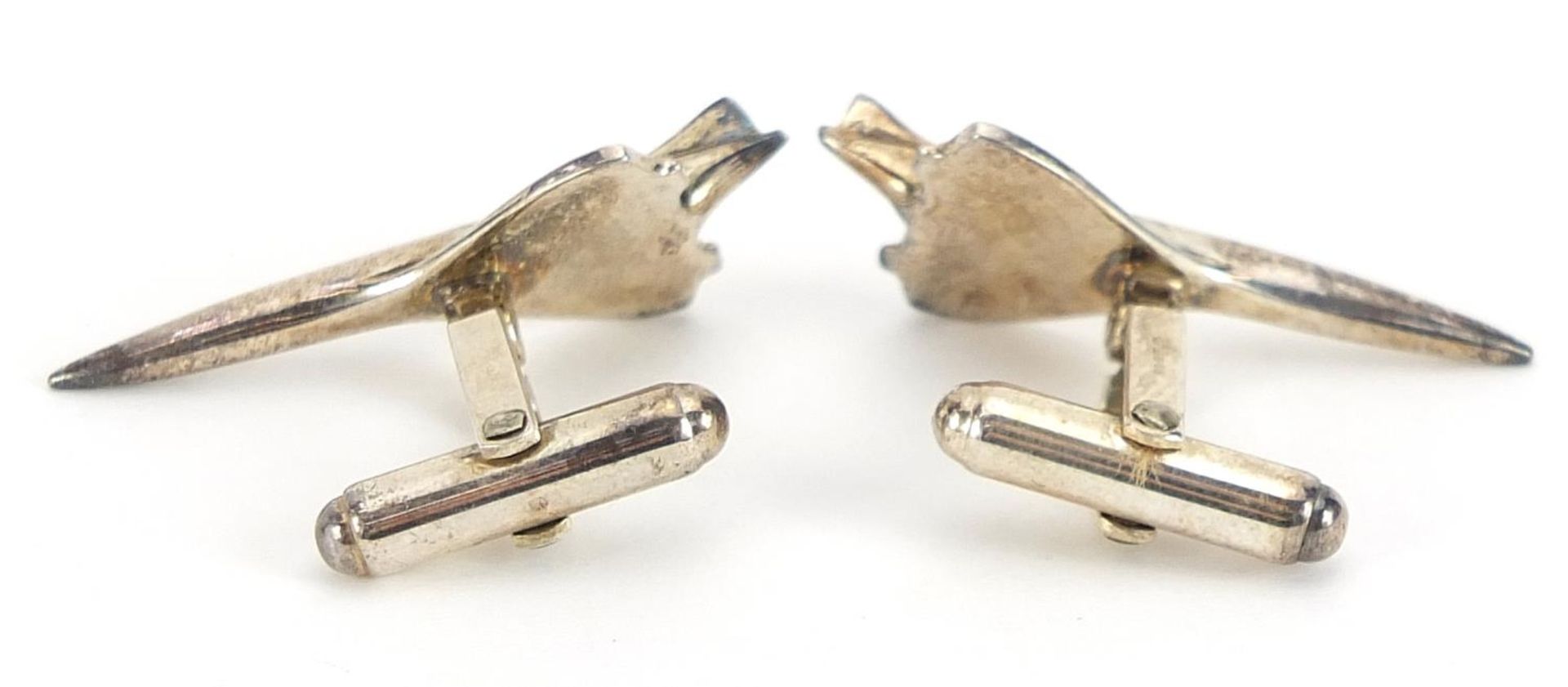 Links of London, pair of silver Concorde cufflinks with cloth pouch, 3.2cm in length, 9.8g - Image 3 of 3