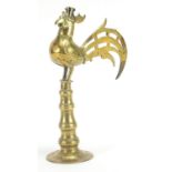 Antique Islamic brass model of a cockerel, 25.5cm high