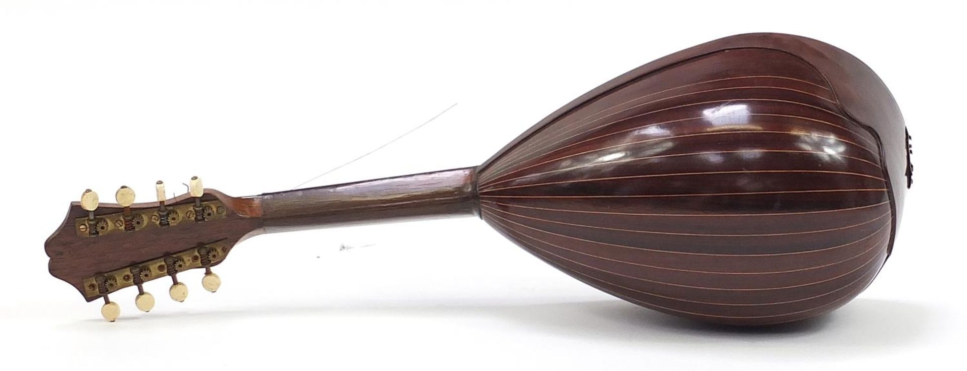 Inlaid rosewood melon shaped mandolin with protective carry case, Pietro Tonelli label to the - Bild 3 aus 6