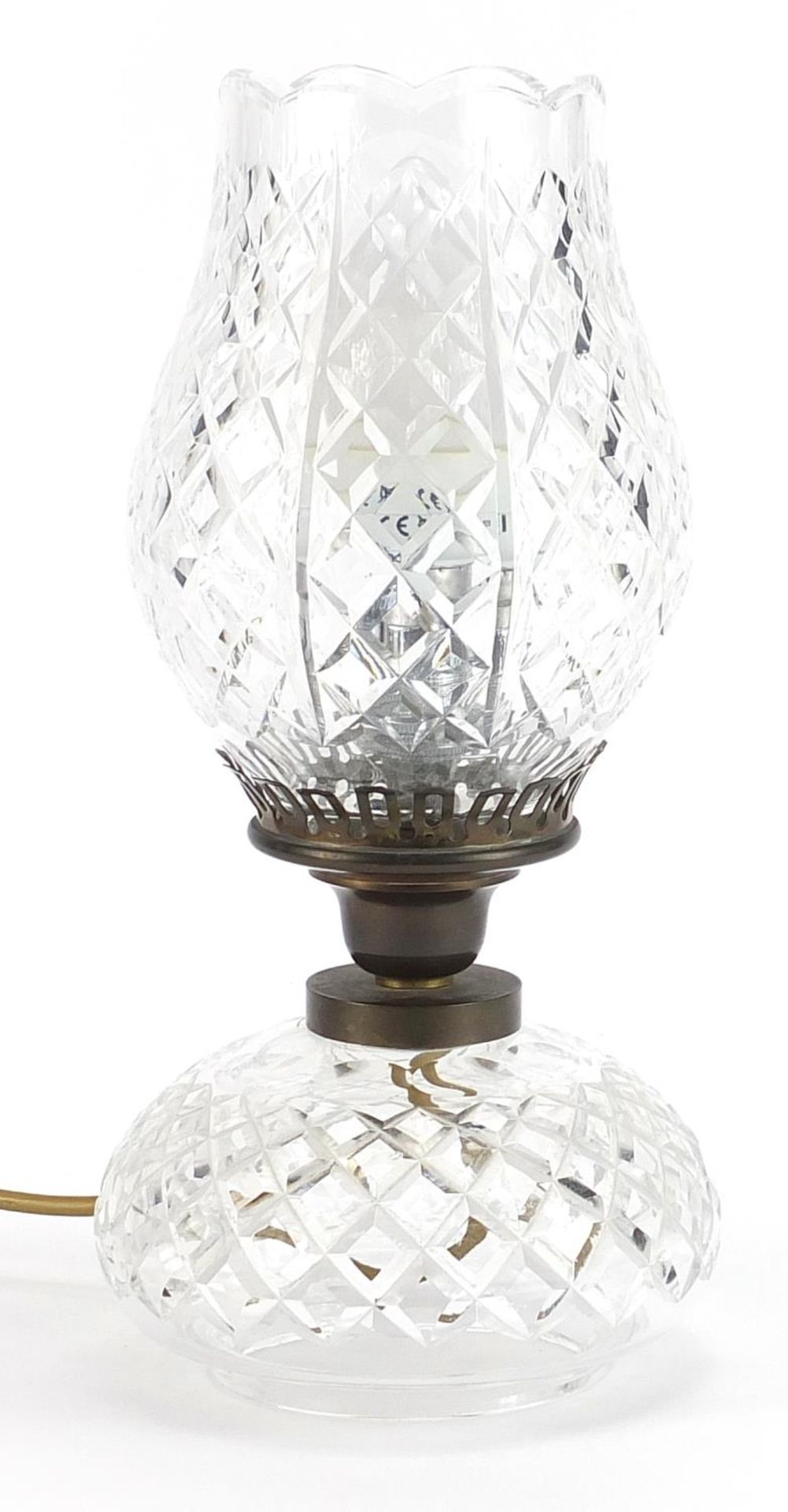 Good quality cut crystal table lamp with shade, probably Waterford, 34cm high - Image 2 of 3