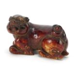 Chinese red stone carving of a mythical animal, 6.5cm in length