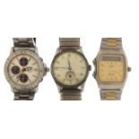 Three gentlemen's wristwatches comprising Avia, Seiko chronograph and Seiko Sports 100 alarm