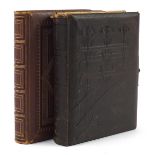 Two leather bound cabinet card albums including an Art Nouveau example decorated with stylised