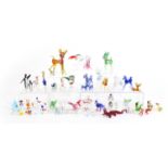 Collection of Murano style colourful glass animals, the largest 11cm in length