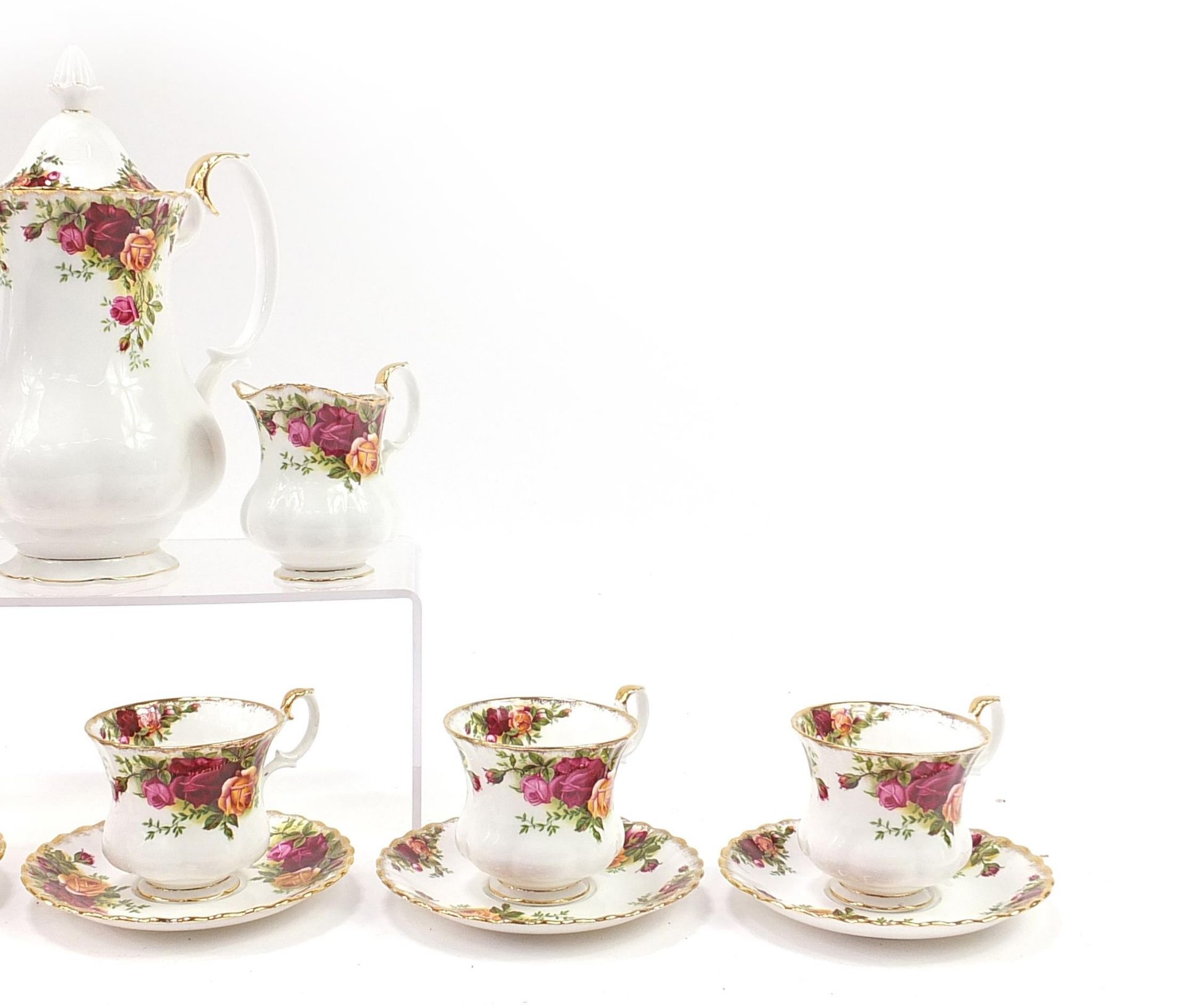 Royal Albert Old Country Roses six place coffee service, the coffee pot 24cm high - Bild 3 aus 4