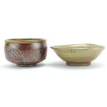 Two studio pottery bowls comprising one by Mark Griffiths and one by Micki Schloessingk, each with