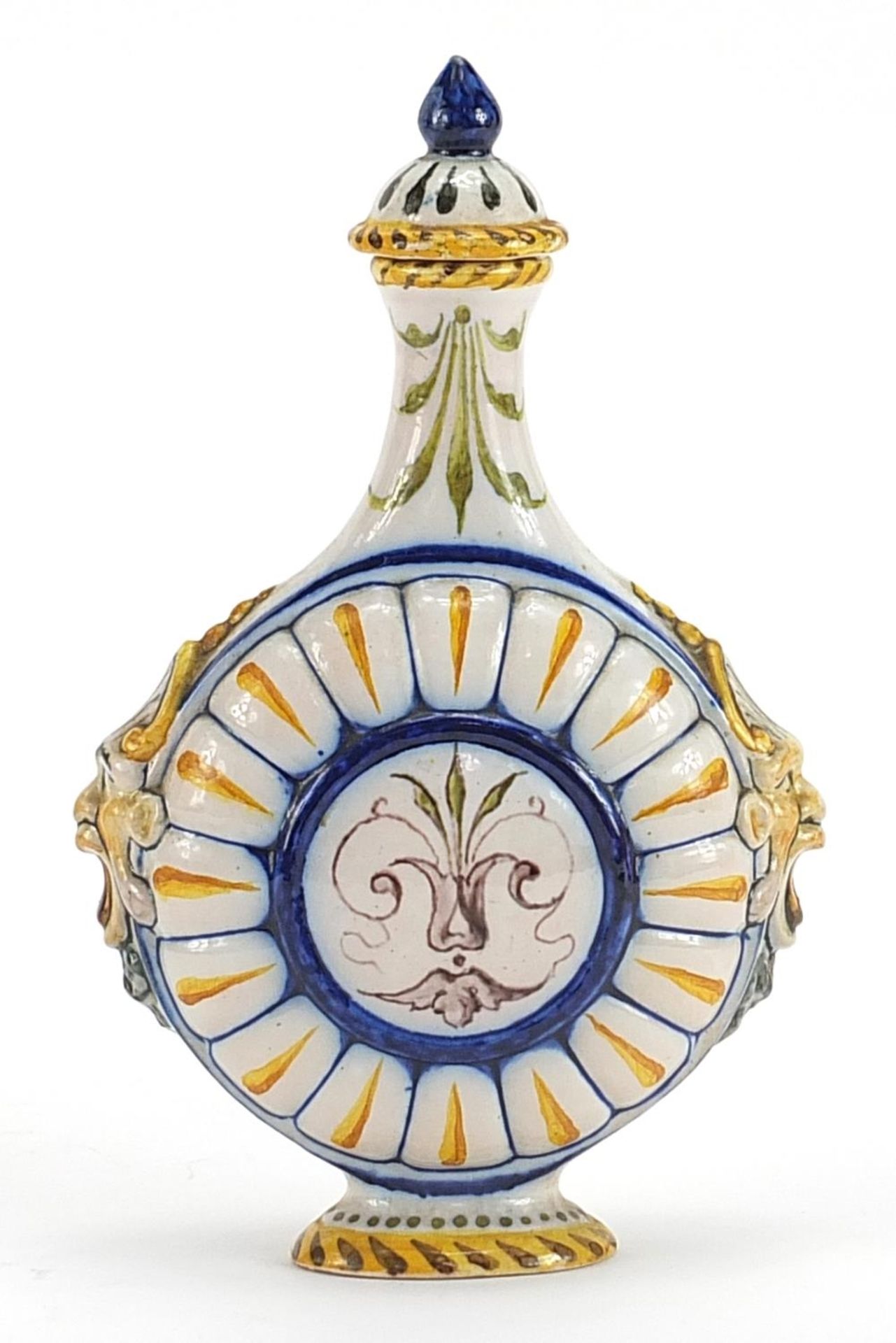 Richard Ginori, Italian Maiolica flask with twin handles, 16cm high