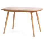 Ercol light elm Windsor occasional table, 45cm H x 72.5cm W x 44cm D