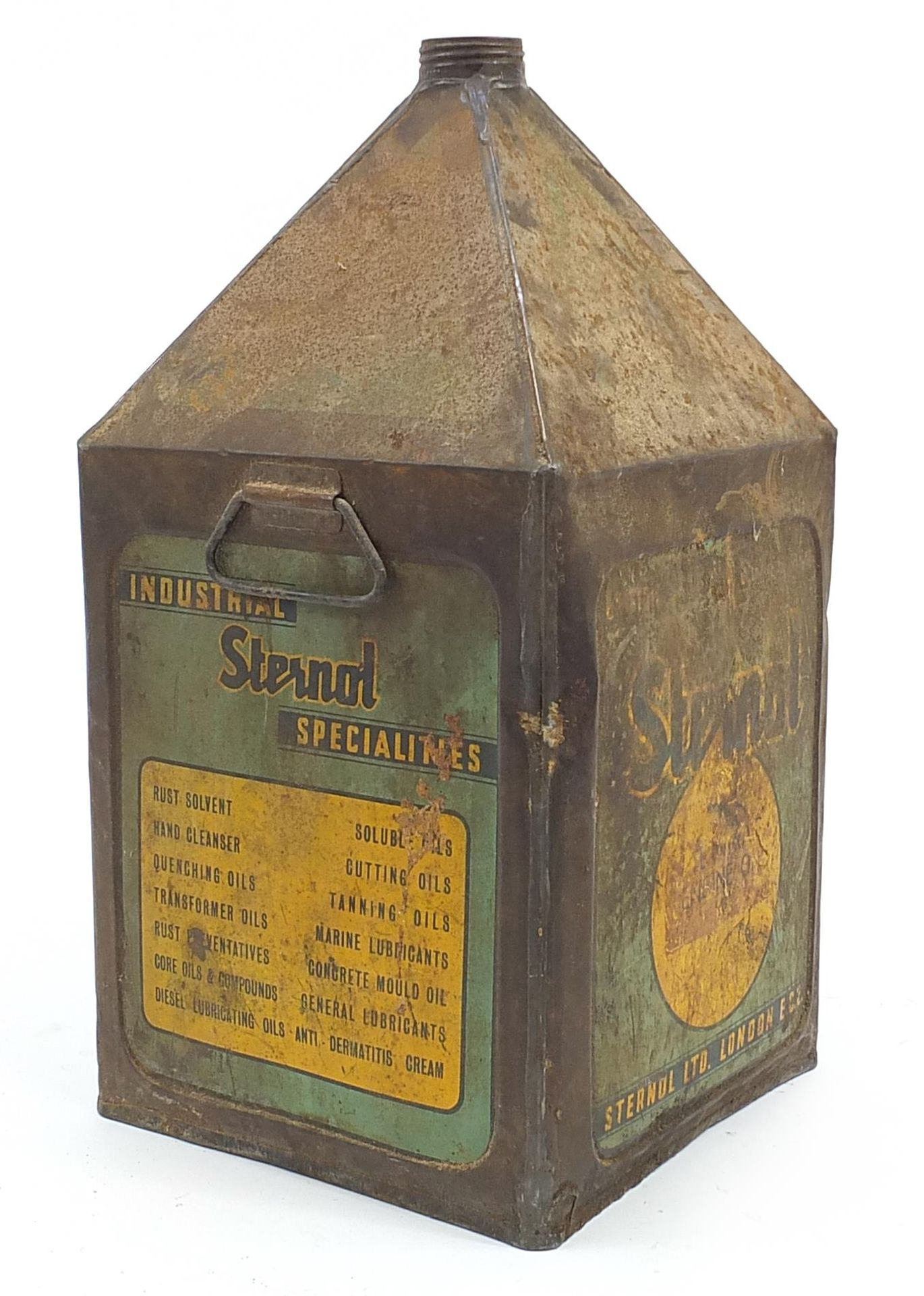 Vintage motoring interest Sternol of London tin oilcan, 49cm high - Image 2 of 4