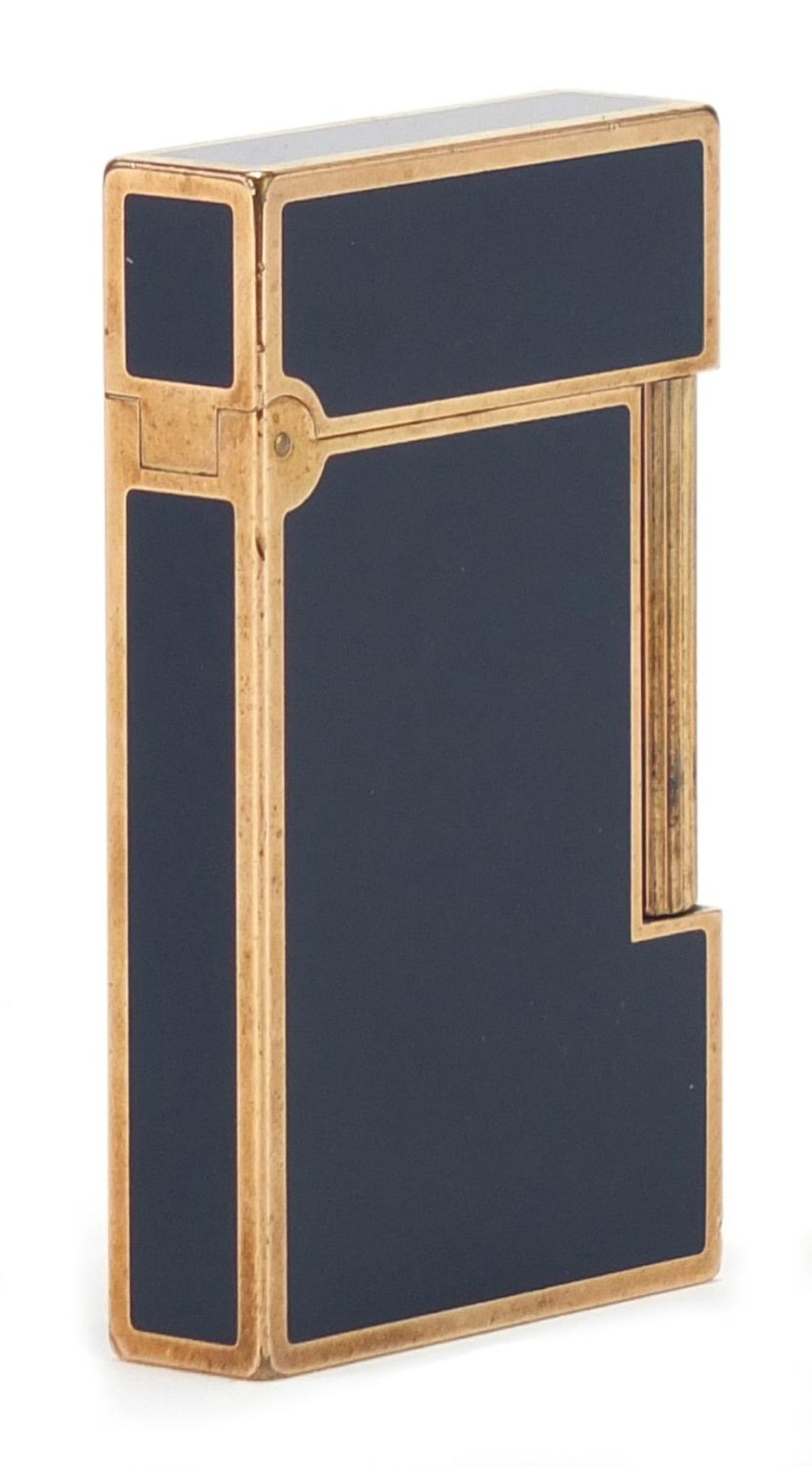 S J Dupont gold plated and blue enamel pocket lighter with certificate numbered 651010, the - Image 3 of 4