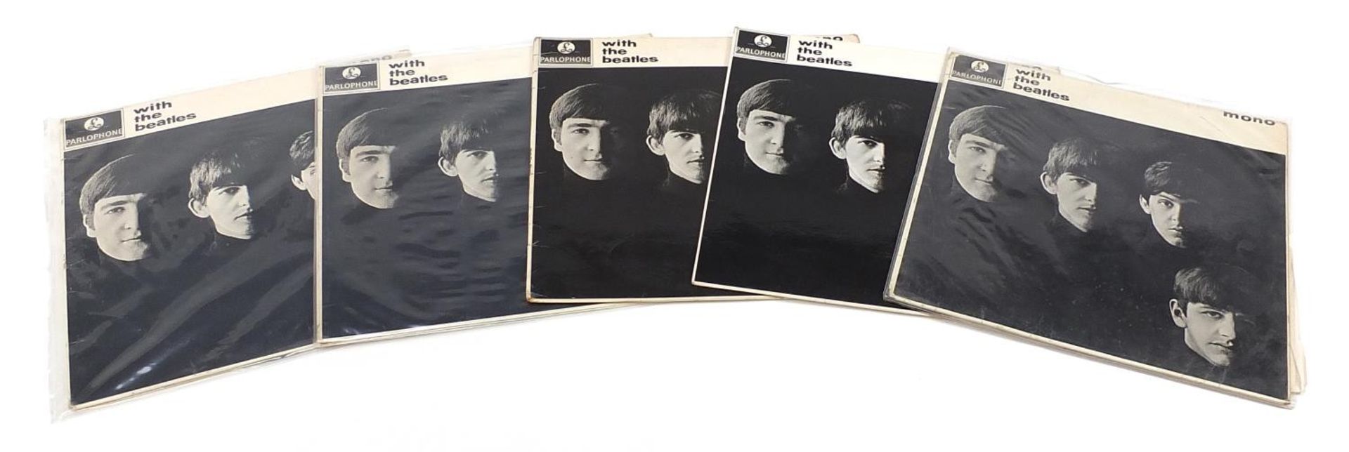 Five With the Beatles vinyl LP records by The Beatles, each mono PMC1206