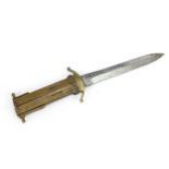 Military interest steel bladed folding knife with brass handle, 24.5cm in length when open