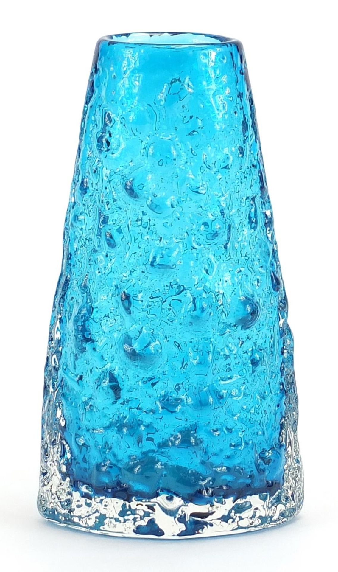 Geoffrey Baxter for Whitefriars, volcano glass vase in kingfisher blue, 18cm high - Image 2 of 3