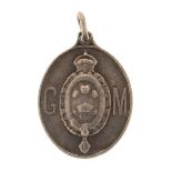 Silver medallion commemorating T.R.H George Prince of Wales and Victoria Mary Princess of Wales, 3cm