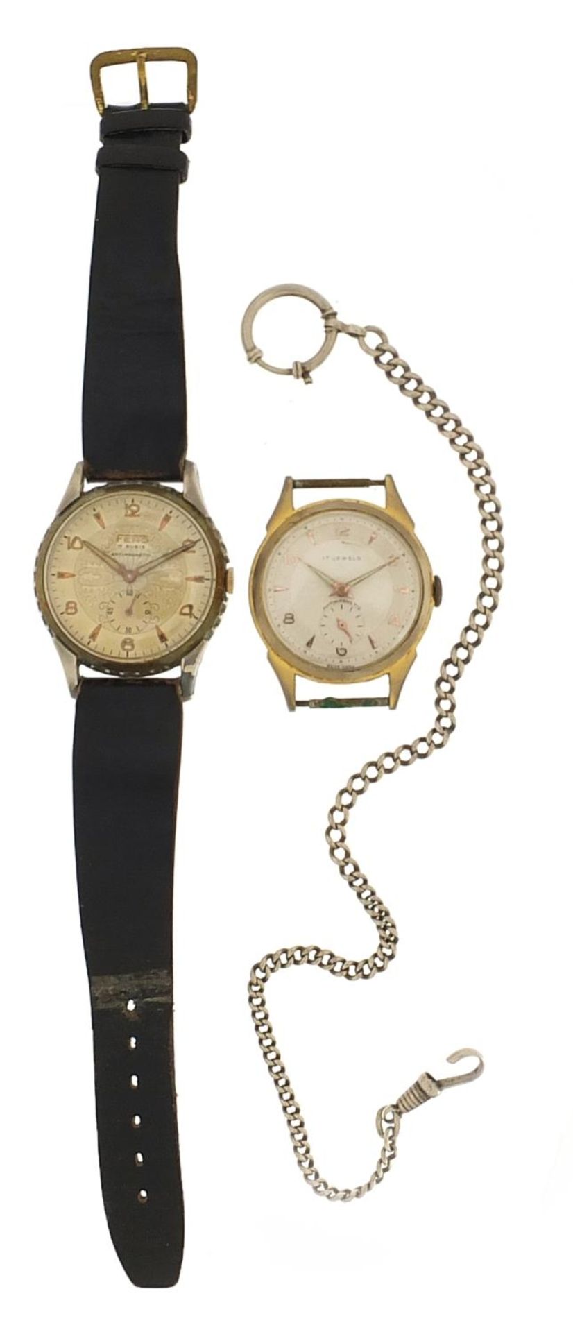 Two vintage gentlemen's wristwatches and a graduated silver watch chain, 27cm in length - Image 2 of 3