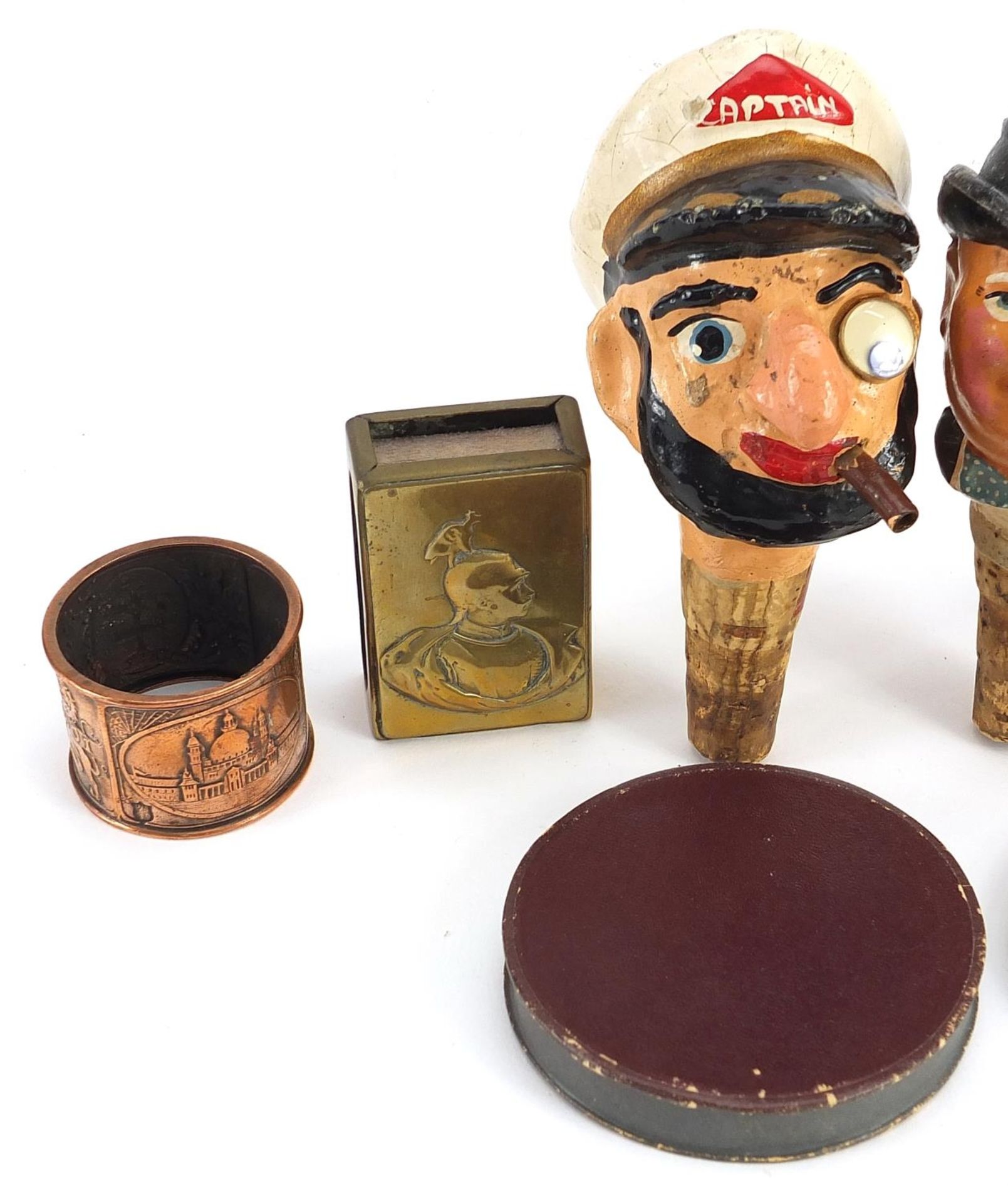Political interest collectables including a Winston Churchill bronze medallion and painted bottles - Image 2 of 5