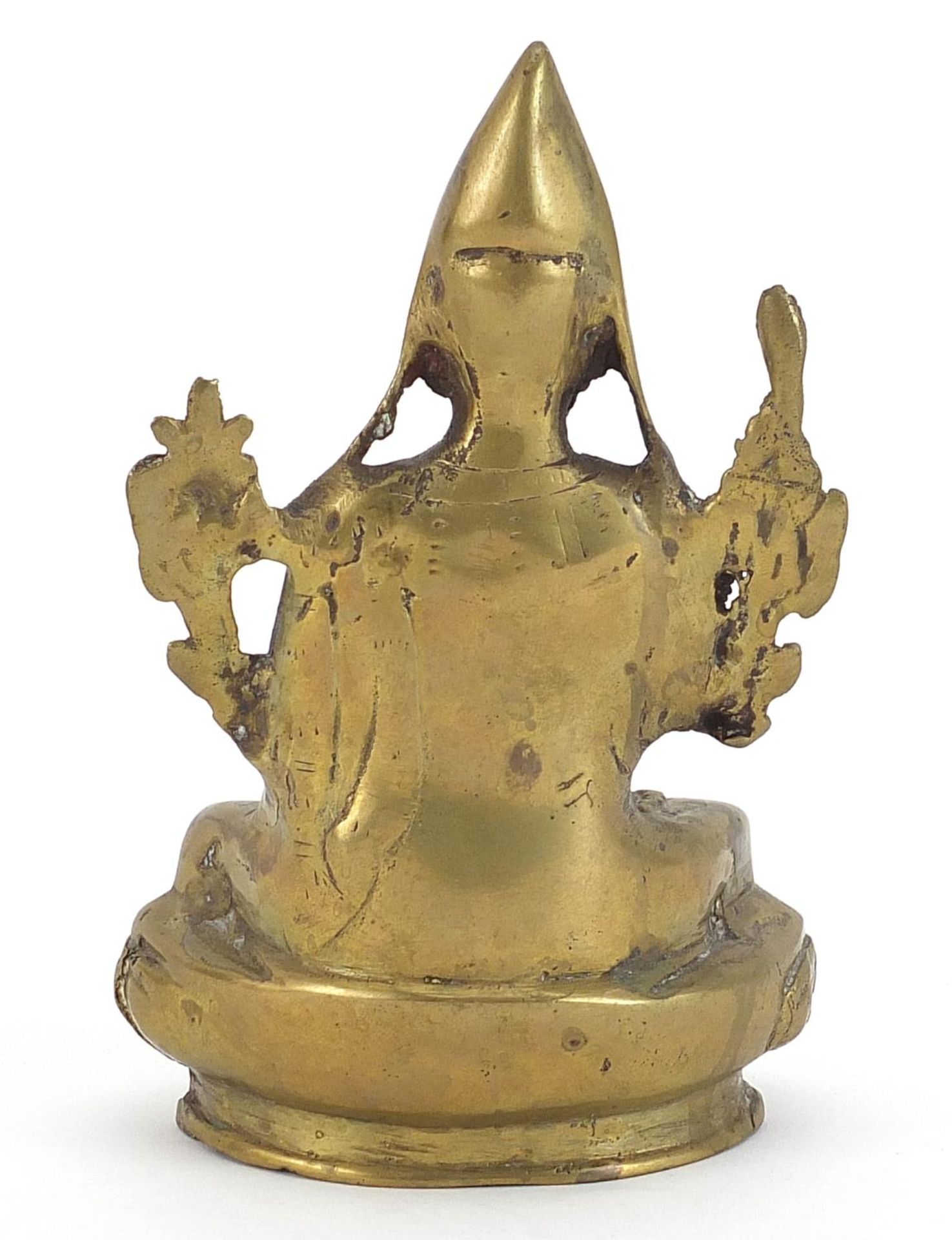 Chinese patinated bronze figure of seated Buddha, 16cm high - Image 2 of 3