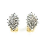 Pair of 9ct gold diamond cluster stud earrings, 12mm high, 3.3g