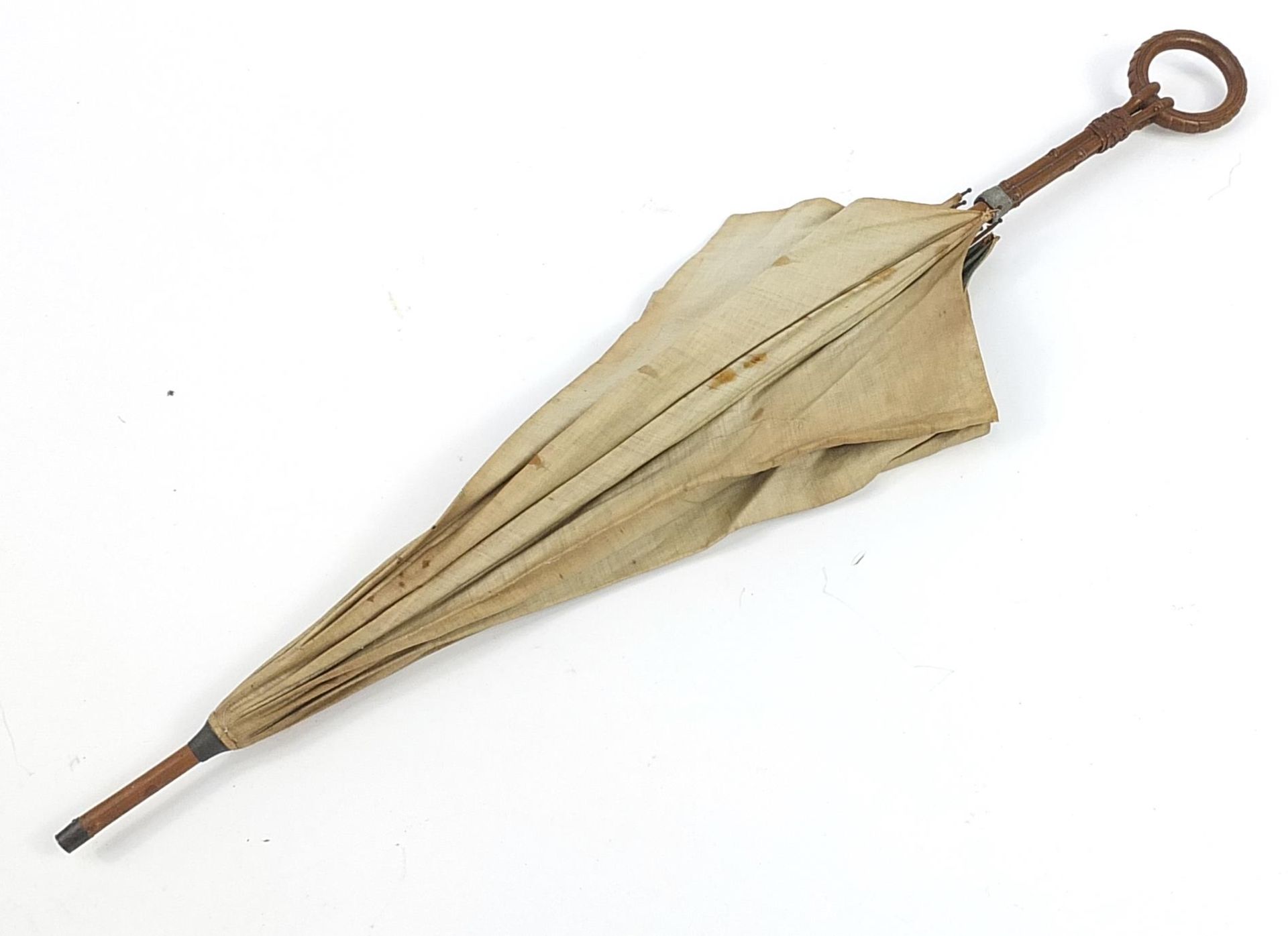 Black forest parasol with carved bamboo design handle, 87cm in length - Image 2 of 4