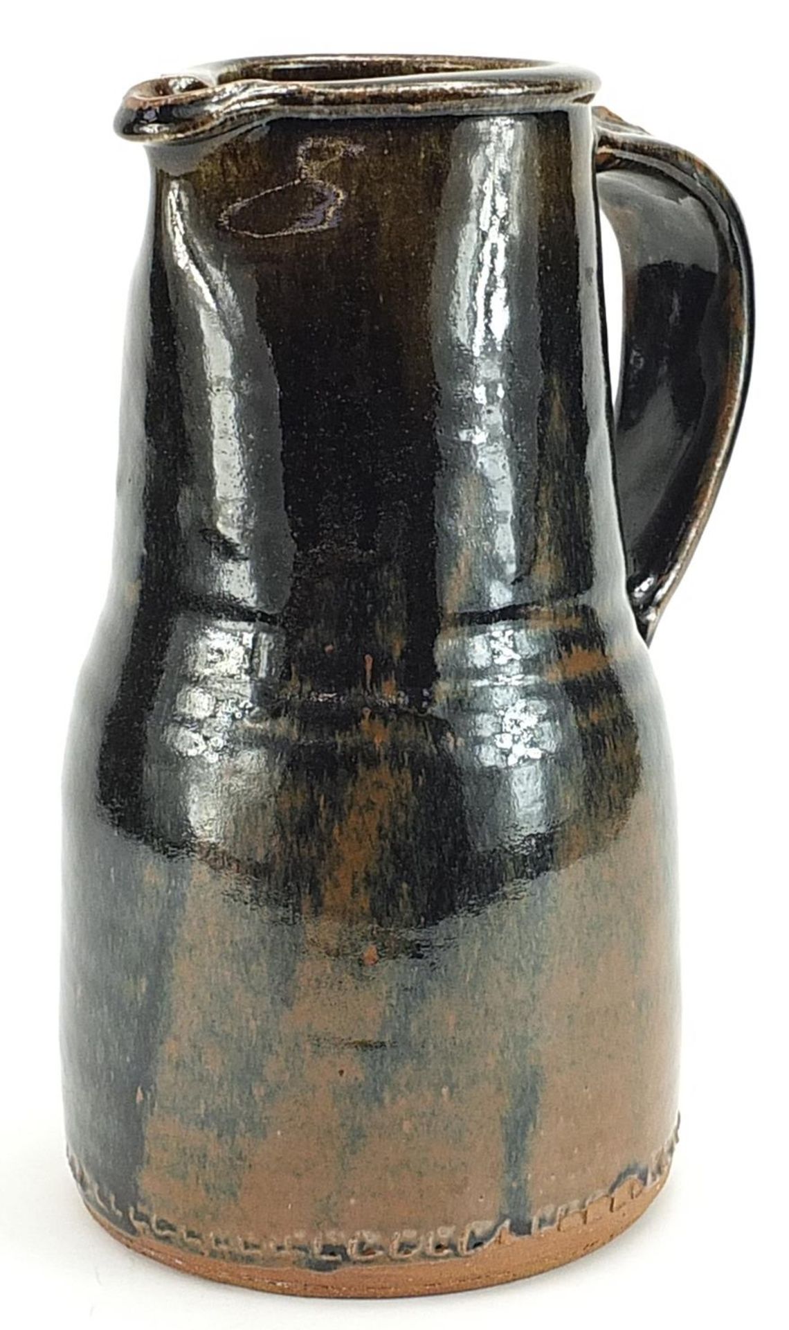 Mike Dodd, large studio pottery jug with Temmoku glaze, 28.5cm high