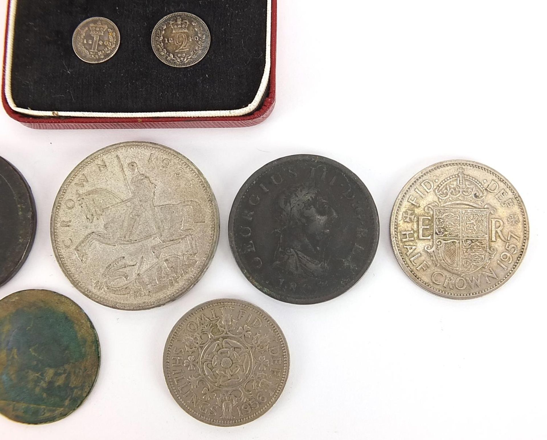 George III and later British coinage including two 1814 maundy coins and 1935 Rocking Horse crown - Bild 3 aus 6