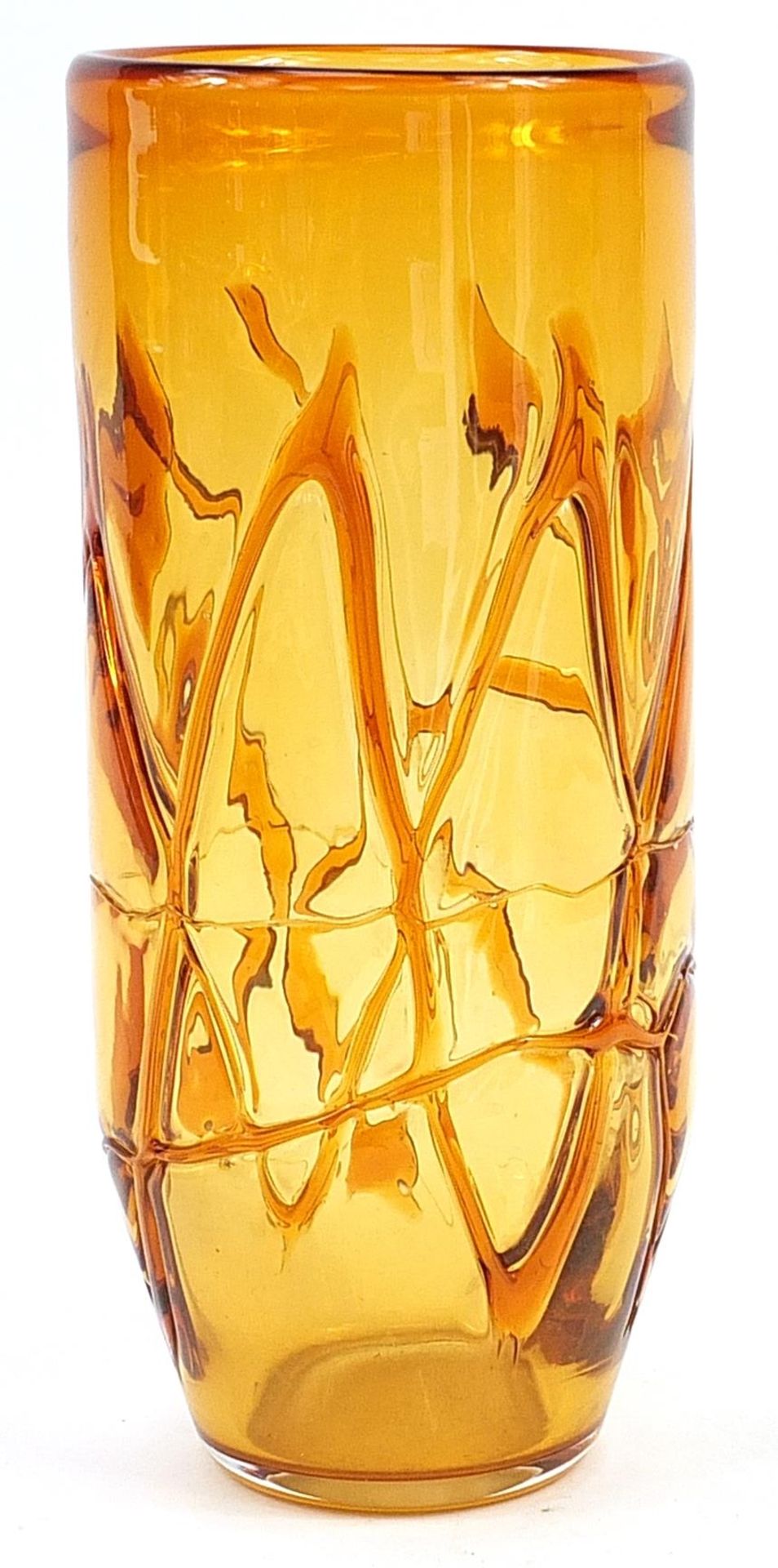 Large amber coloured art glass vase, 35cm high - Image 2 of 3