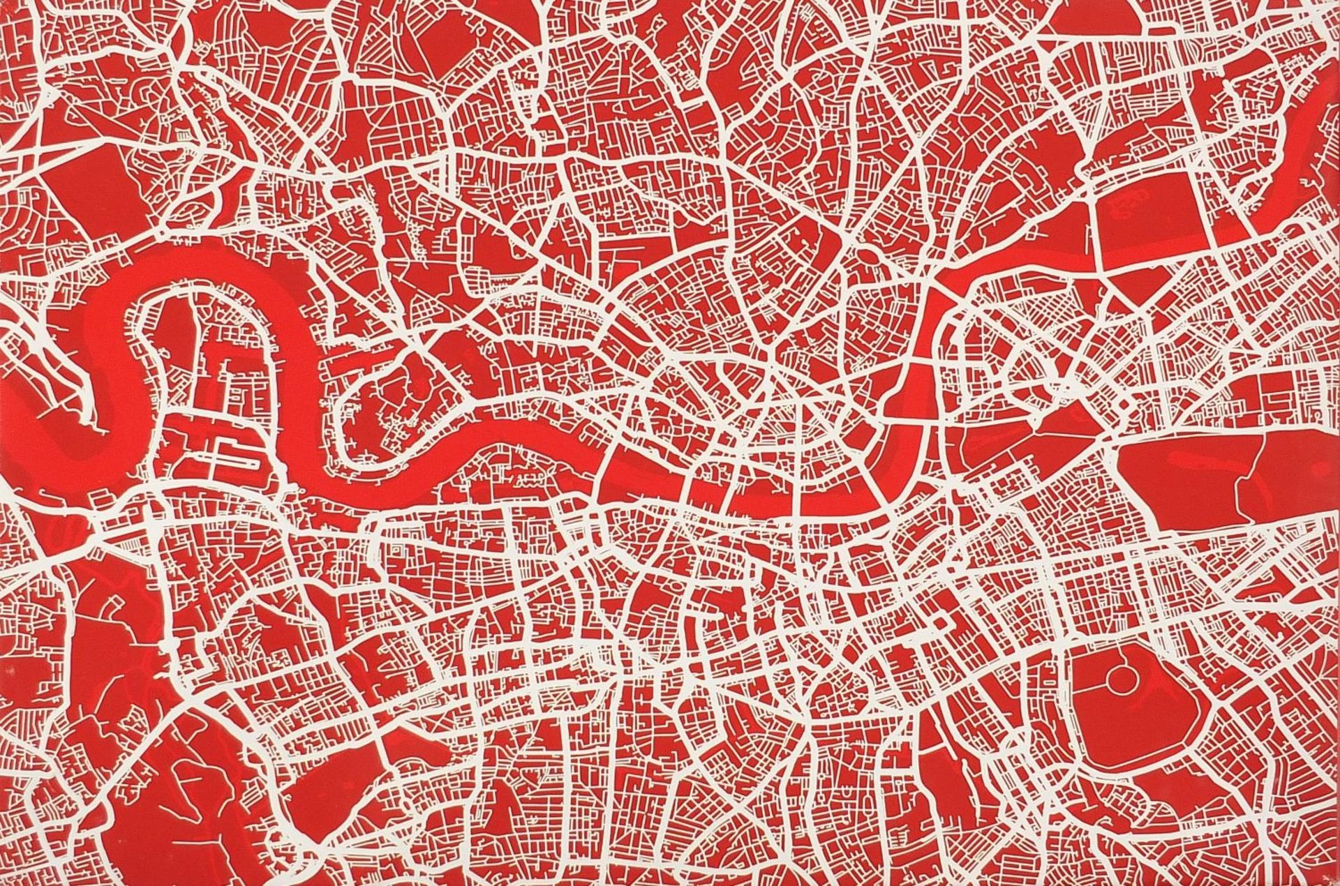 Map of London and map of the UK with city names, two canvas prints, unframed, the largest 102cm x - Image 4 of 5