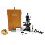 W Watson & Sons Ltd of London Service II botanical adjustable microscope with case and