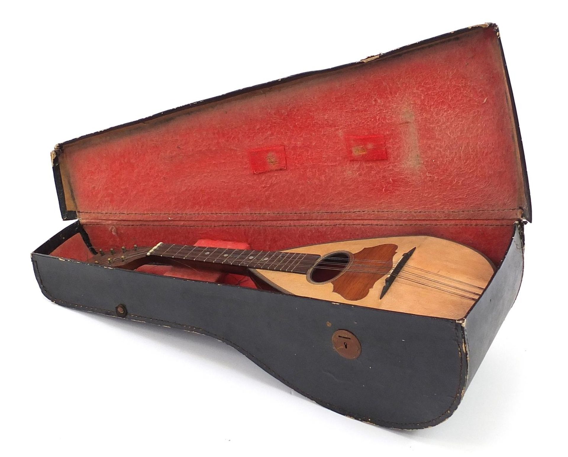 Inlaid rosewood melon shaped mandolin with protective carry case, Pietro Tonelli label to the - Bild 5 aus 6