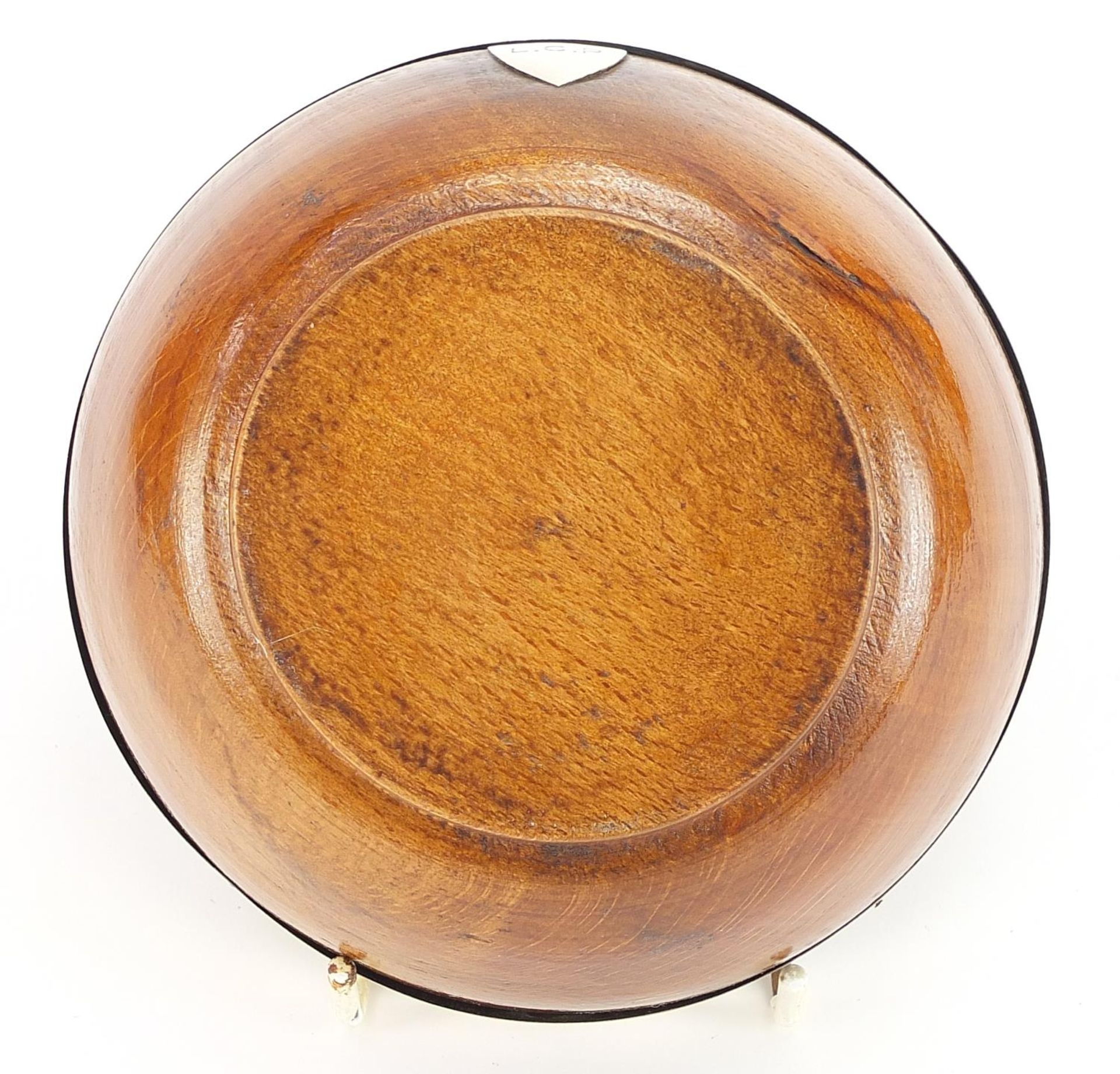 Treen bowl with silver rim, indistinctly hallmarked Chester, 13.5cm in diameter - Image 4 of 4