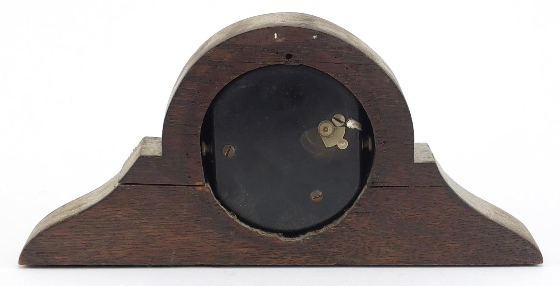 Vintage Smiths car clock housed in an oak frame, the clock numbered 63.051, 26.5cm wide - Image 2 of 3