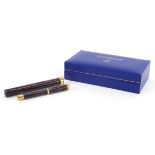 Waterman Lady Agathe marbleised fountain pen with 18k gold nib, cylindrical case and box