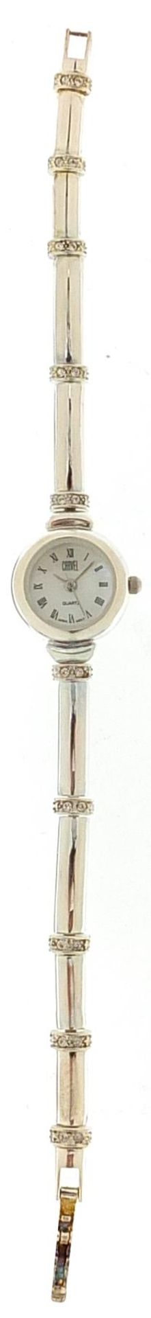 Carvel, ladies silver wristwatch set with clear stones, 19mm in diameter - Image 2 of 7