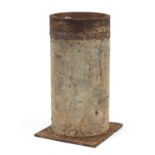 Cast iron Secure Safes cylindrical floor safe with key, 31cm high x 15.5cm in diameter