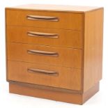 Vintage G-Plan teak four drawer chest, 76cm H x 72cm W x 44.5cm D