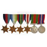 British military World War II six medal group including four stars