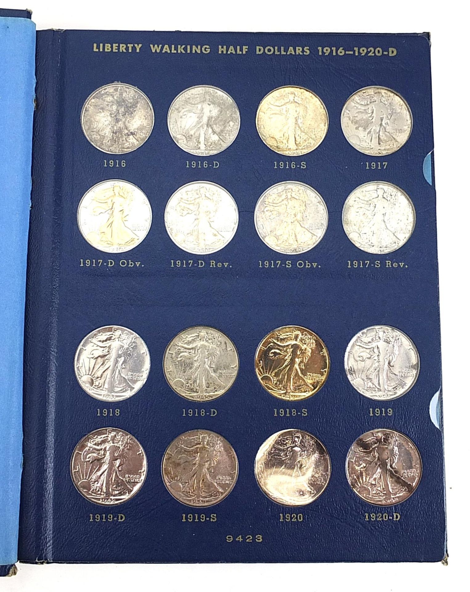 American coinage including Liberty Walking halves arranged in two albums and 1993 one ounce silver - Image 2 of 6