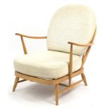 Ercol light elm Windsor armchair, 85cm high