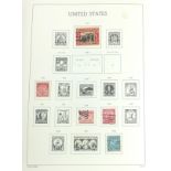Collection of USA stamps arranged in an album including some mint