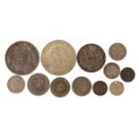 19th century and later foreign coinage including Napoleon III 1868 five francs, 89g