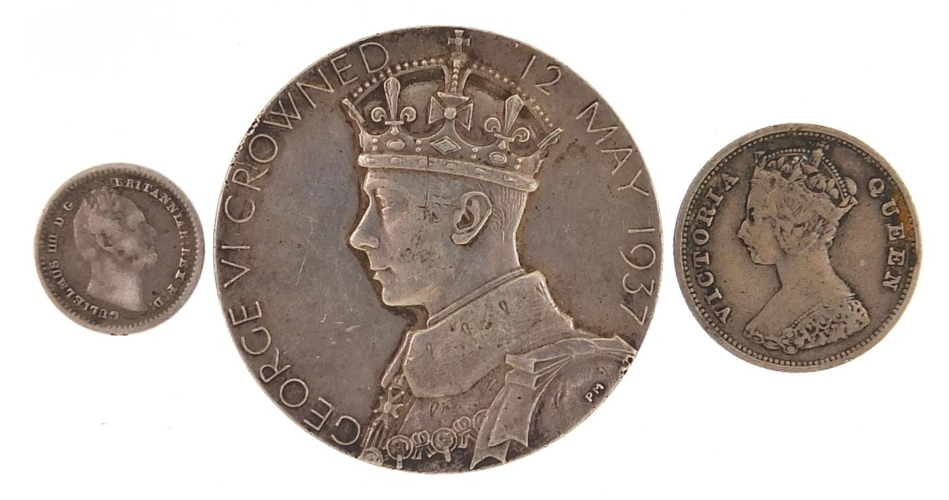 Early 19th century and later coinage and medals comprising William IV 1834 1½, 1901 Hong Kong ten - Bild 2 aus 2